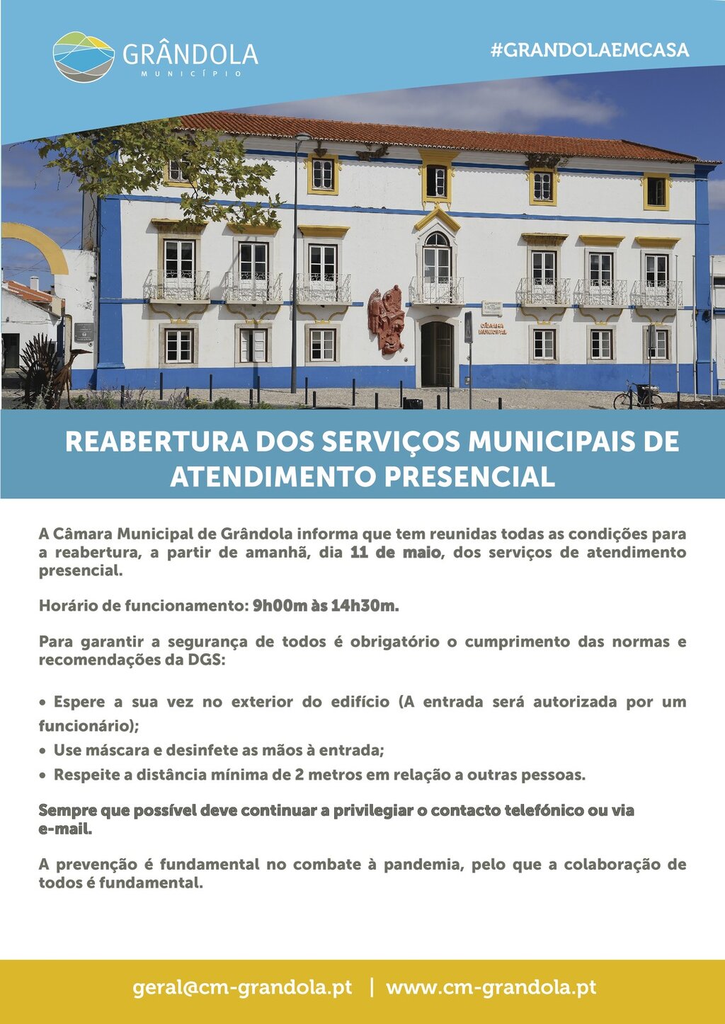 Informação à População - Reabertura dos Serviços municipais de atendimento presencial