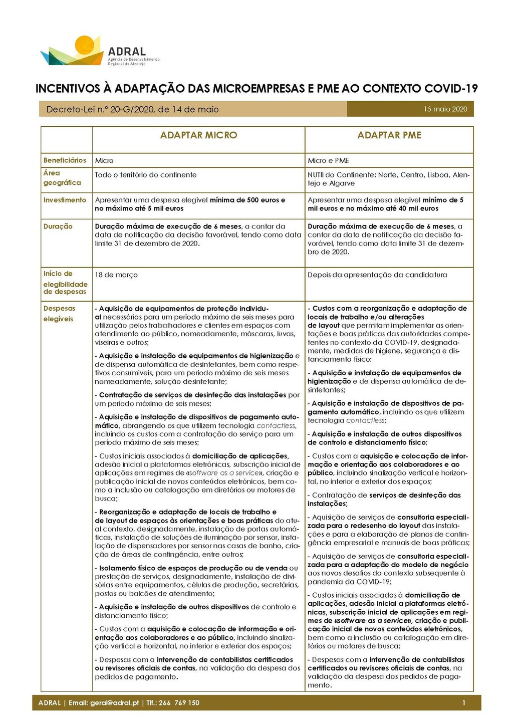 PROGRAMA ADAPTAR  -  Sistema de incentivos à segurança nas micro, pequenas e médias empresas no c...