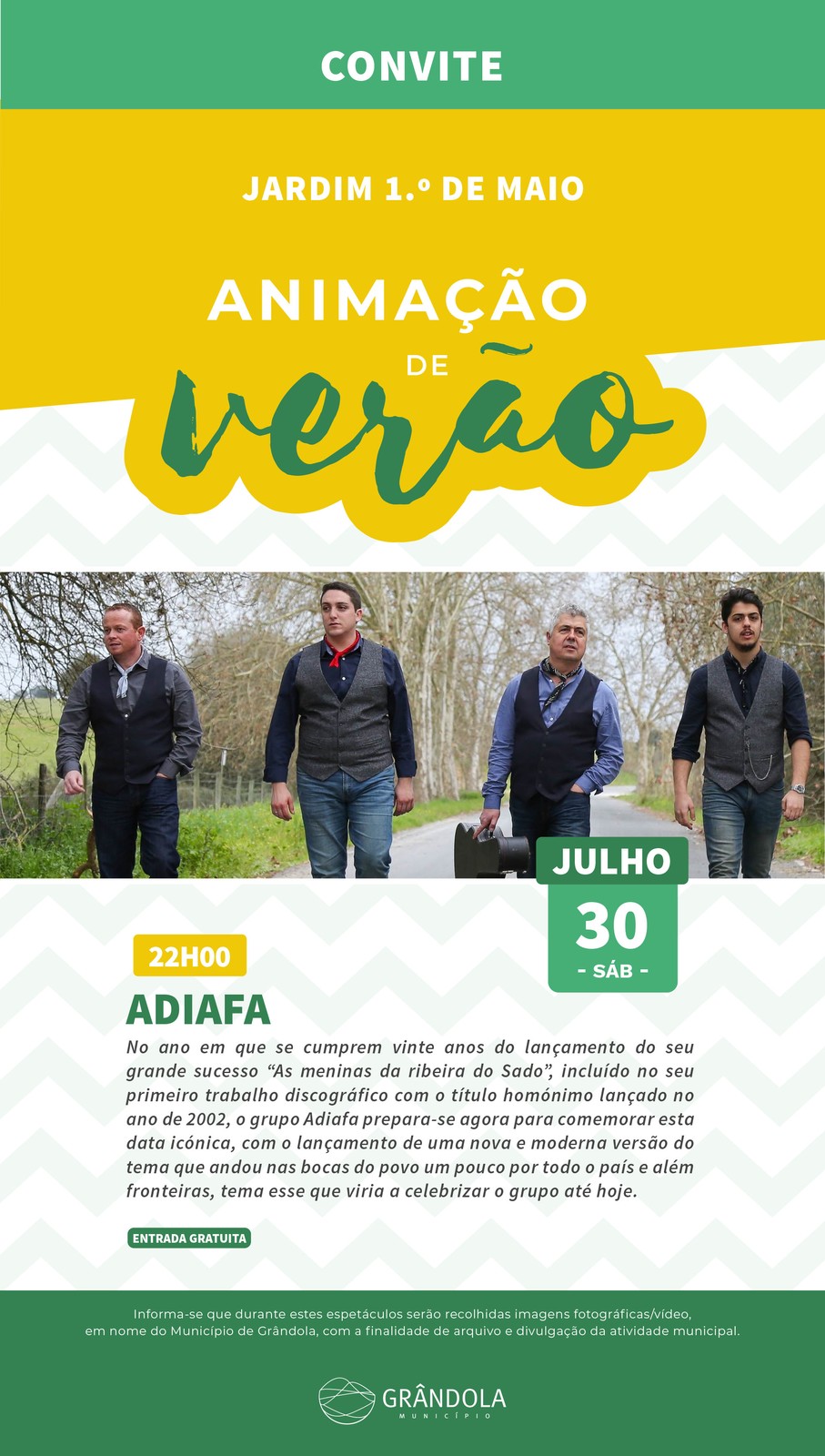 VERÃO | Animação de verão - Concerto com Adiafa » Jardim 1.º de Maio