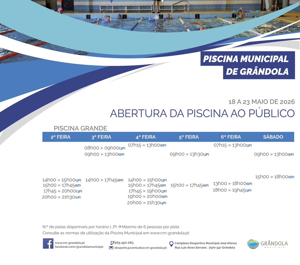 DESPORTO | Horário » Piscina Municipal