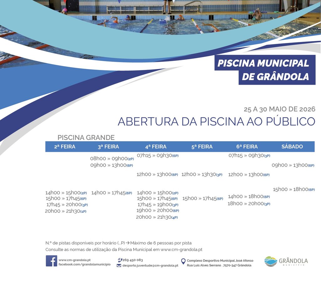 DESPORTO | Horário » Piscina Municipal