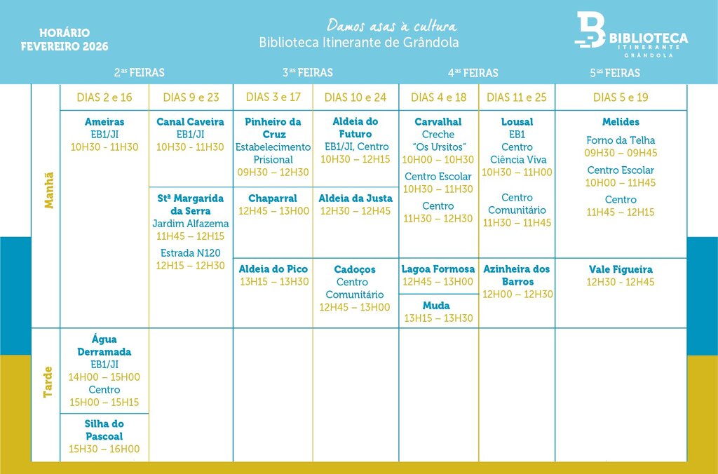 CULTURA | Biblioteca Itinerante - fevereiro 2026