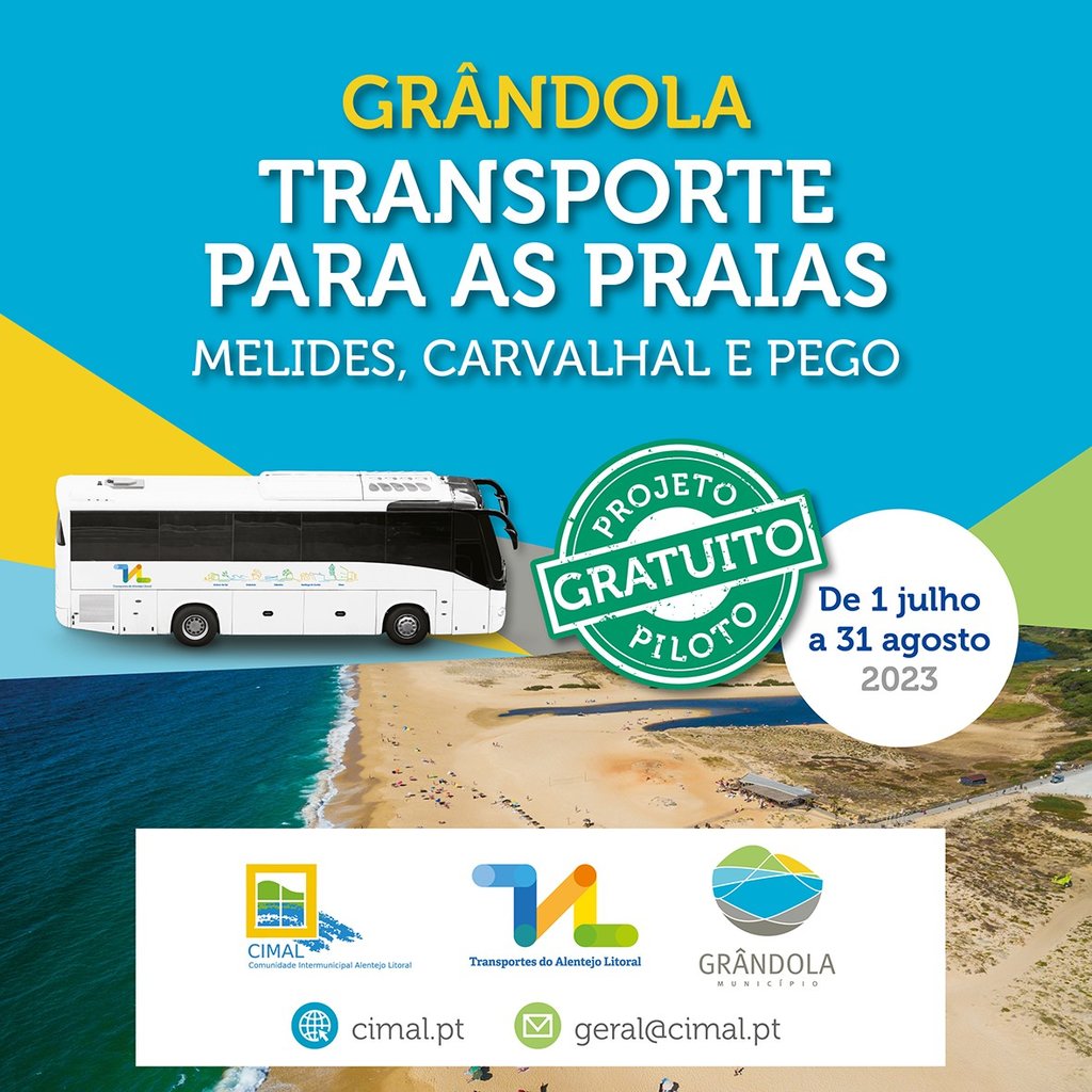 Transporte para as praias - Melides, Carvalhal e Pego