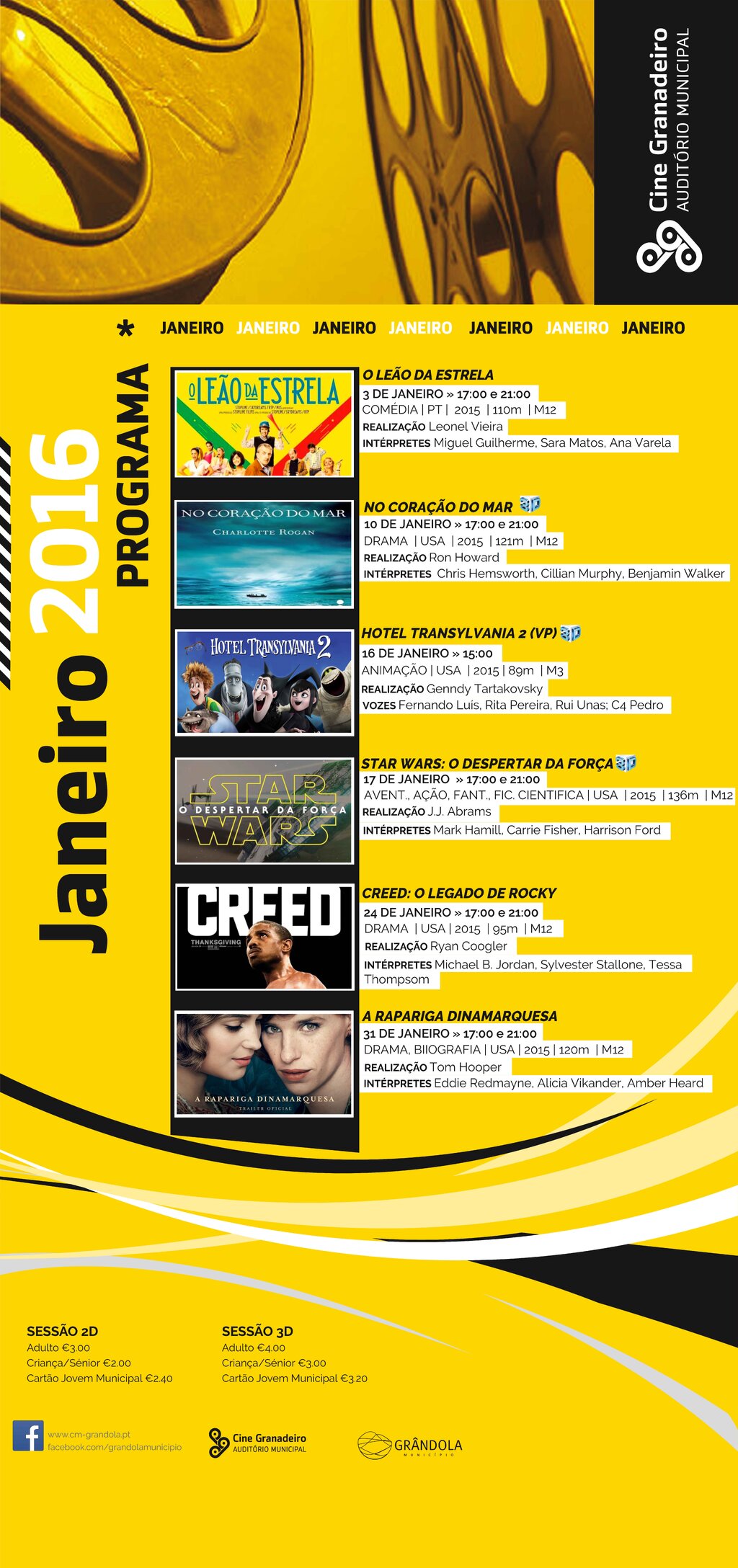 Cinema em Janeiro no Cine Granadeiro Auditório Municipal