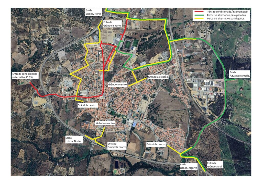 Mapa - Estradas Encerradas e Vias alternativas
