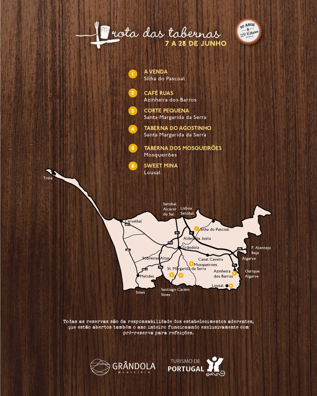 rota das tabernas - 30 anos - mapa